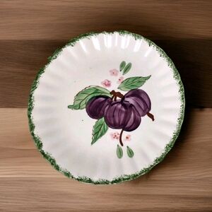 Vintage Blue Ridge Pottery County Fair Fruit Plate 8 1/2" Plums EXCELLENT